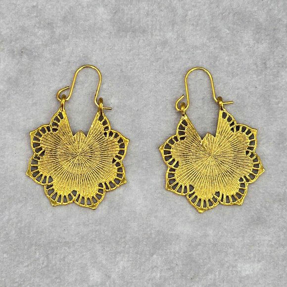 Gold Hoop Floral Leaf Dangle Bohemian Hook Fashion Jewelry Earrings Retro JB2-80 - Picture 2 of 4